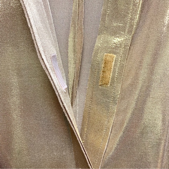 Norma Kamali TY Tie Front NK Shirt Mini Dress Size Small Gold Metallic NWOT $185 - Picture 9 of 14